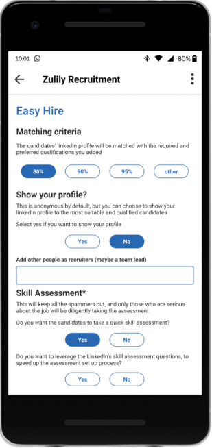 Sprint Design - LinkedIn Easy Hire/Easy Connect